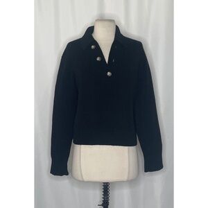 NAKEDCASHMERE Black Cashmere Polo Collar Pullover Knitwear Naked Knit Small